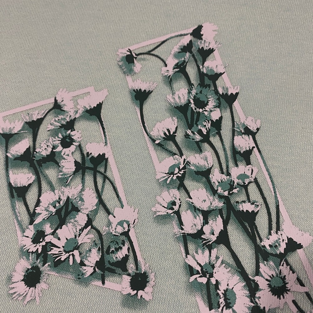 Adidas Trefoil Floral Logo Hoodie Womens XL Halo Mint Blue Flowers Pullover - Picture 6 of 16